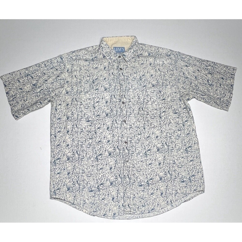 LEVI'S San Francisco Men Fluid Brush Blue  Button Front Short Sleeve Shirt XL